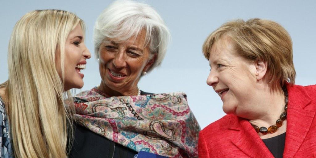 Ivanka Trump (l), Christine Lagarde (M) und Angela Merkel am Dienstag in Berlin.