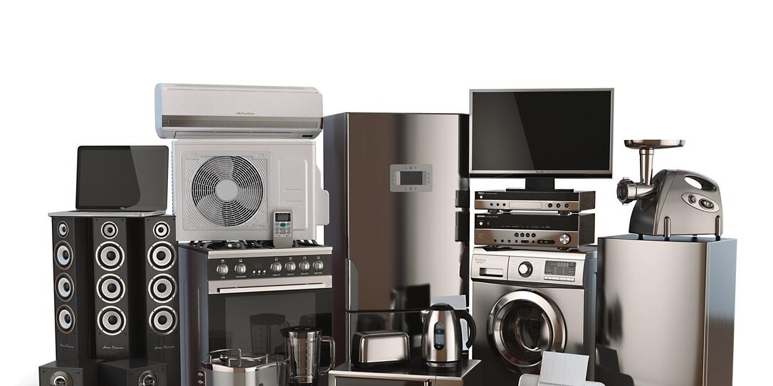 Home appliances. Gas cooker, tv cinema, refrigerator