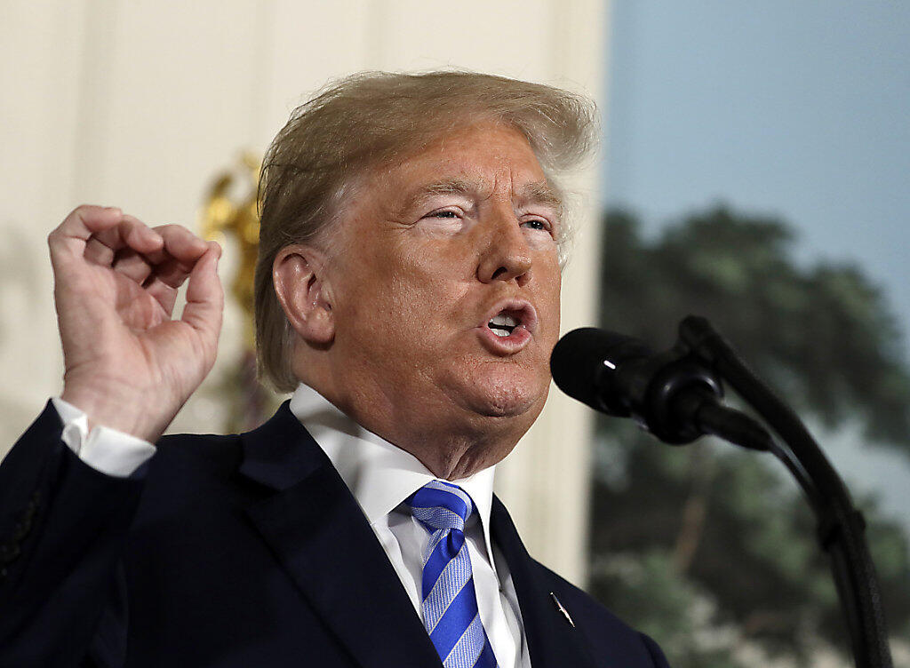US-Präsident Trump kündigt in einer Ansprache im Weissen Haus die Aufkündigung des Atomabkommens mit dem Iran an. US-Präsident Trump kündigt in einer Ansprache im Weissen Haus die Aufkündigung des Atomabkommens mit dem Iran an.