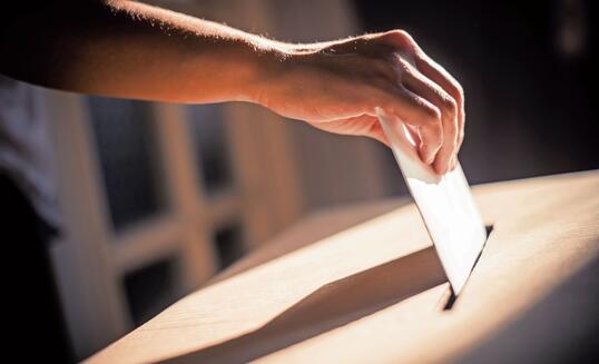 Conceptual image of a person voting during elections
