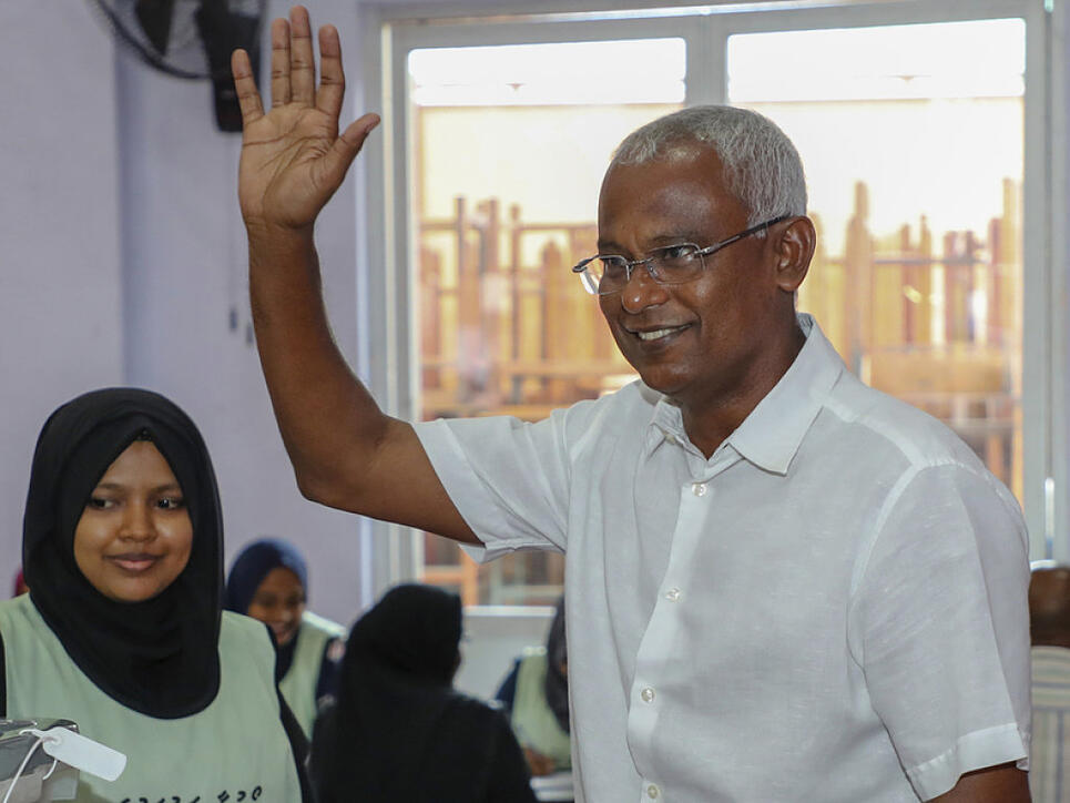 Ibrahim Mohamed Solih am Sonntag bei der Stimmabgabe - er gewann die Wahl überraschend.