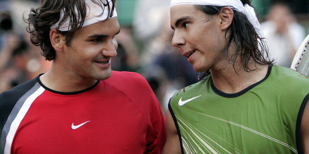 Roger Federer und Rafael Nadal im Juni 2005 in Paris nach einer ihrer ersten Direktbegegnungen