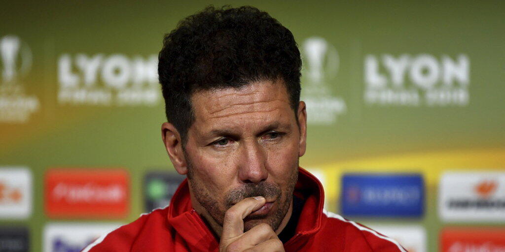 Atleticos Trainer Diego Simeone vor dem Final der Europa League gegen Olympique Marseille