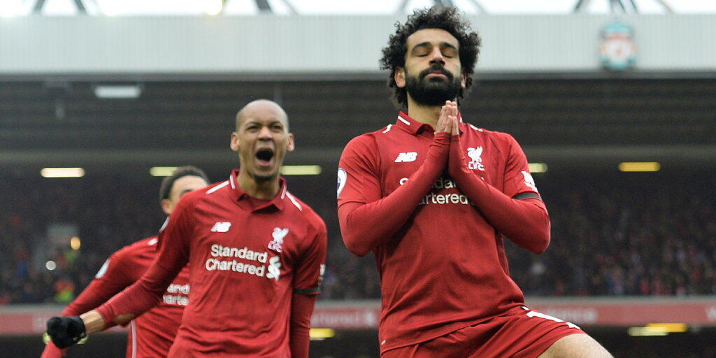 Das Anfield-Stadion bebt nach dem 2:0, Torschütze Mohamed Salah ruht