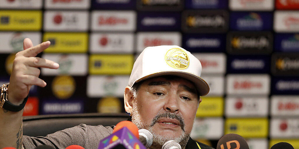 Diego Maradona Mitte September an einer Medienkonferenz im mexikanischen Culiacan