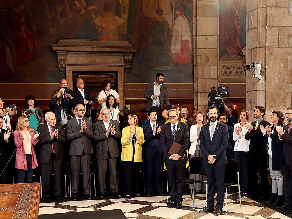 Das katalanische Regionalparlament an der Vereidigungszeremonie in Barcelona.