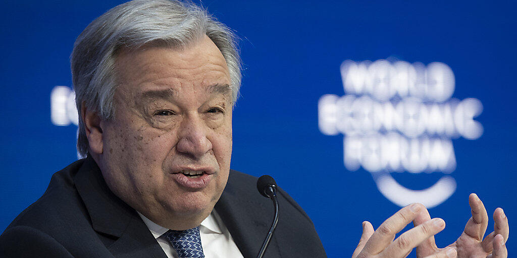 Uno-Generalsekretär António Guterres spricht am Weltwirtschaftsforum in Davos.