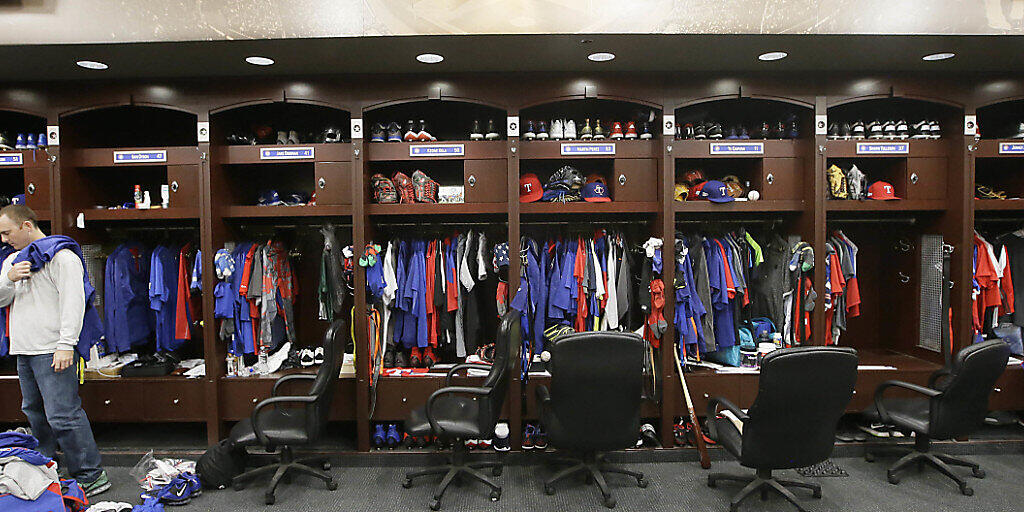 Die Garderobe des Baseball-Teams Texas Rangers: Nur noch Spieler und Betreuer dürfen rein