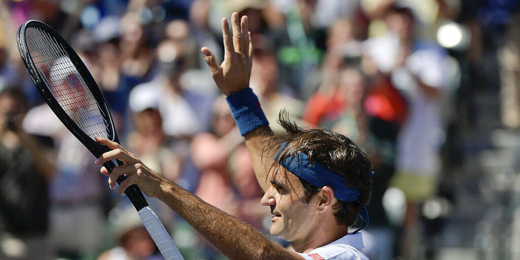 Bei diesem Siegjubel nach dem Viertelfinal wusste Roger Federer noch nicht, dass er mit diesem 6:4, 6:4-Erfolg über Hubert Hurkacz schon das Finalticket in Indian Wells löste