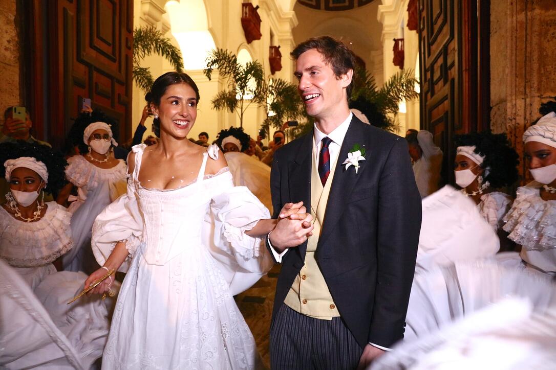 Religious Wedding at San Pedrp Clover ancient Church in Cartagena of Cloclo Echavarria with HSH Prince Josef of Liechtenstein.