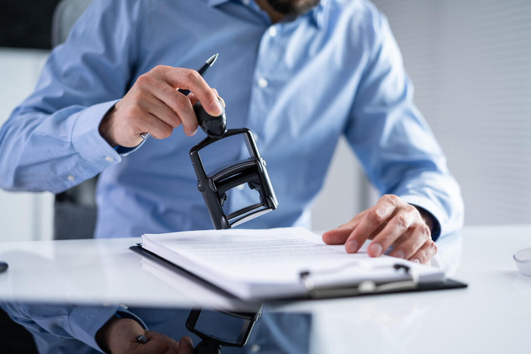 Trademark Protection Rubber Stamp On Paper
