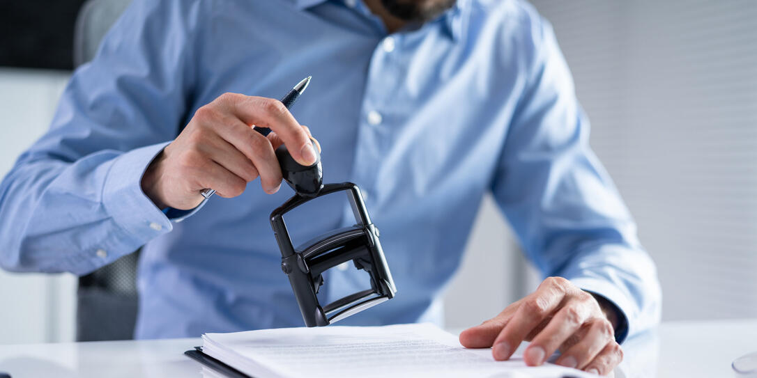 Trademark Protection Rubber Stamp On Paper