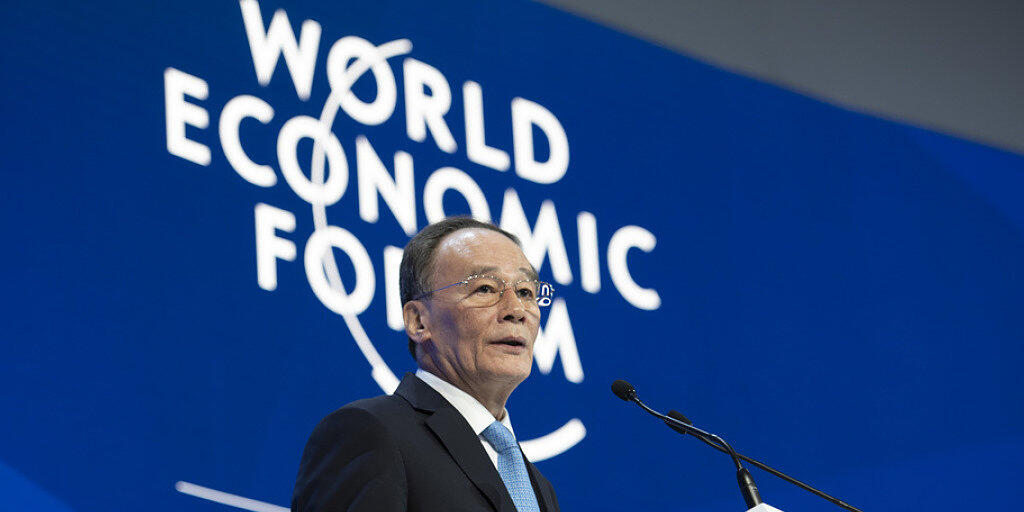 Chinas Vizepräsident Wang Qishan spricht am Mittwoch am WEF in Davos.