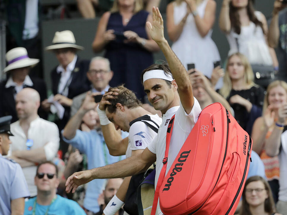 Hat bis jetzt gut lachen: Roger Federer zog in Wimbledon ohne Satzverlust in den Achtelfinal ein