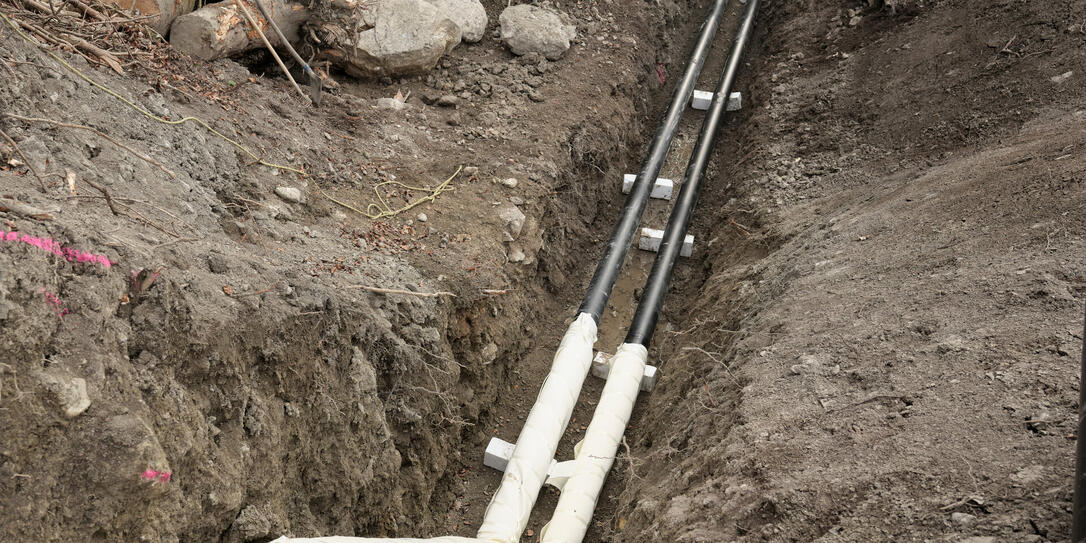 Installation der Fernwärme auf Schloss Vaduz