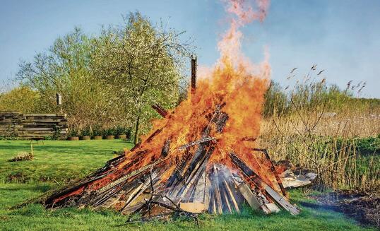 Easter fire on a meadow in spring time