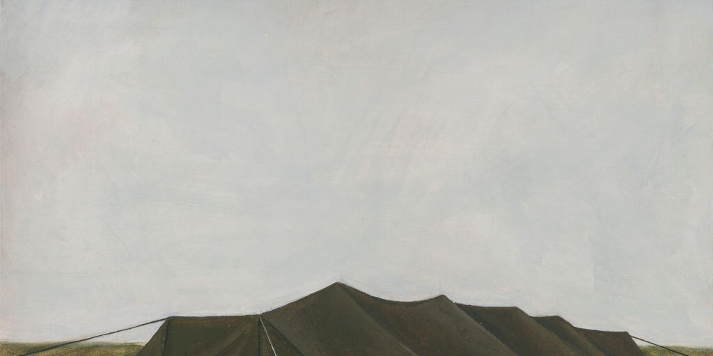 Das Ölgemälde "Zelt I" (1969) von Hugo Suter ist in der Ausstellung "Blinde Passagiere" im Aargauer Kunsthaus in Aarau zu sehen. Die Schau dauert vom 27. Januar bis 15. April 2018.