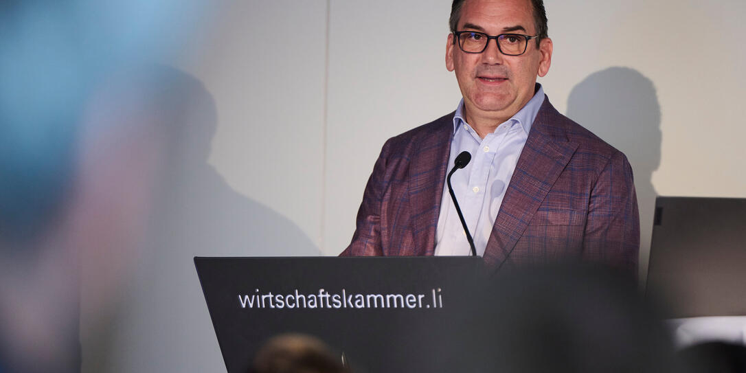 Martin Meyer bei seiner Abschiedsrede als Präsident der Wirtschaftskammer Liechtenstein Martin Meyer bei seiner Abschiedsrede als Präsident der Wirtschaftskammer Liechtenstein