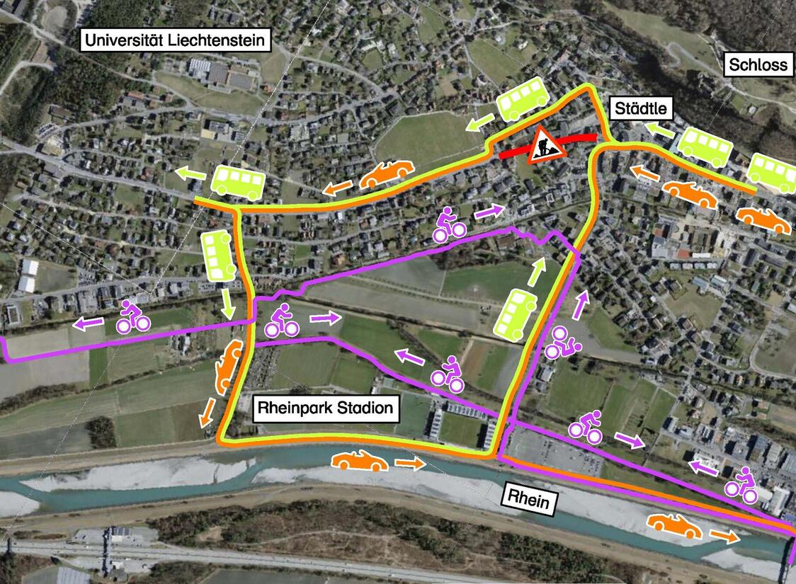Verkehrsführung Herrengasse während Komplettsperrung