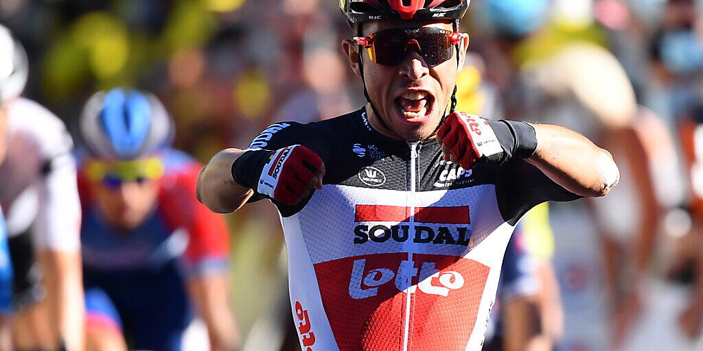 Caleb Ewan jubelt in Sisteron über seinen vierten Etappensieg bei der Tour de France