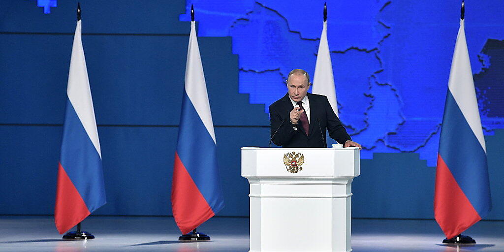 Der russische Präsident Wladimir Putin bei seiner 15. Rede an die Nation.