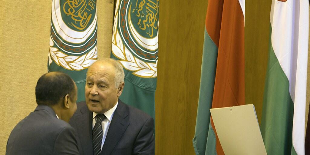 Der Generalsekretär der Arabischen Liga, Ahmed Abul Gheit, beim Treffen des Staatenbündnisses in Kairo.
