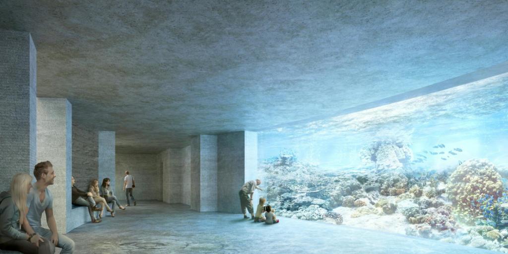 Im geplanten Ozeanium sollen Besuchende auf einem Rundgang von Basel aus entlang den Meeresströmungen die Tierwelt der Ozeane entdecken. (Visualisierung)