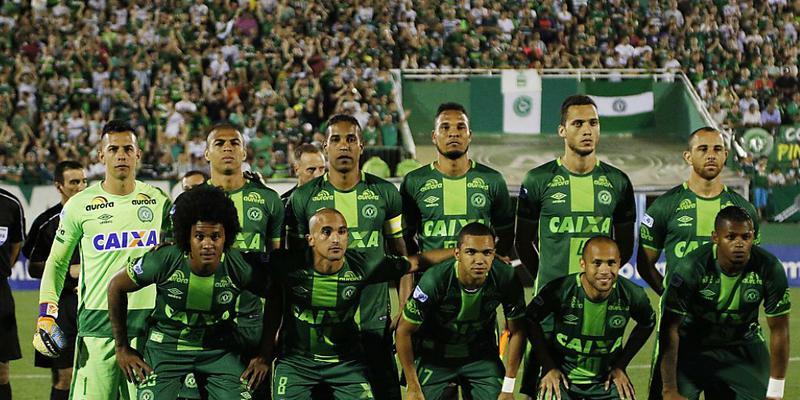 Die Spieler von Chapecoense am 23. November vor dem Halbfinal der Copa Sudamericana Die Spieler von Chapecoense am 23. November vor dem Halbfinal der Copa Sudamericana