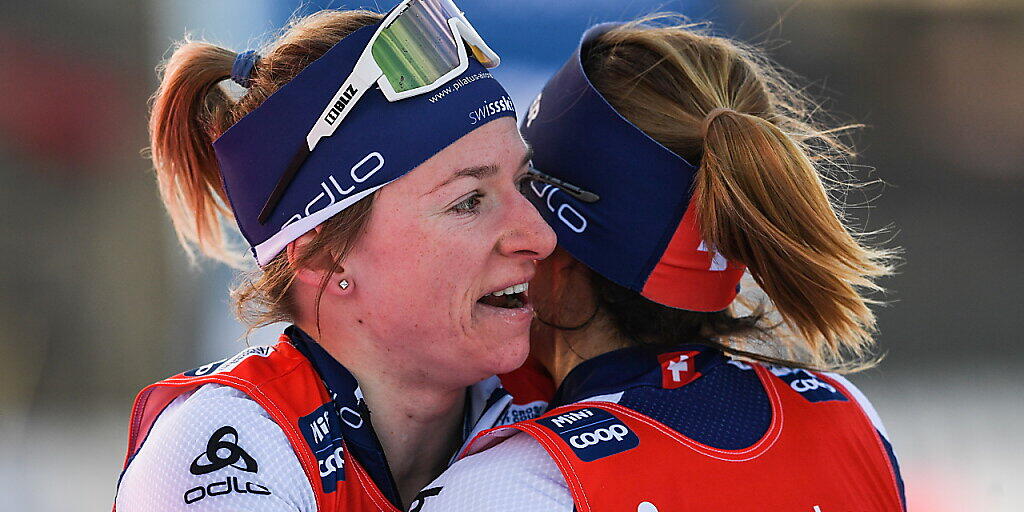 Verdienter Jubel: Das Schweizer Sprint-Duo Nadine Fähndrich (li.) und Laurien van der Graaff verpasste in Dresden den ersten Weltcupsieg um winzige neun Hundertstelsekunden