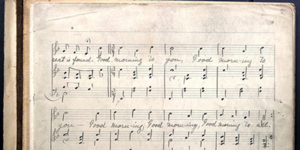 Das undatierte Handout der University of Kentucky zeigt ein Notenblatt des Kindergartenliedes "Good Morning To All" von Mildred Hill. Aus diesem Lied wurde das Geburtstagslied "Happy Birthday To You" (dpa/University of Louisville).