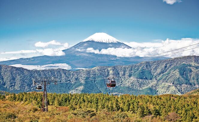 Ropeway at Hakone, Japan with Fuji mountain view
