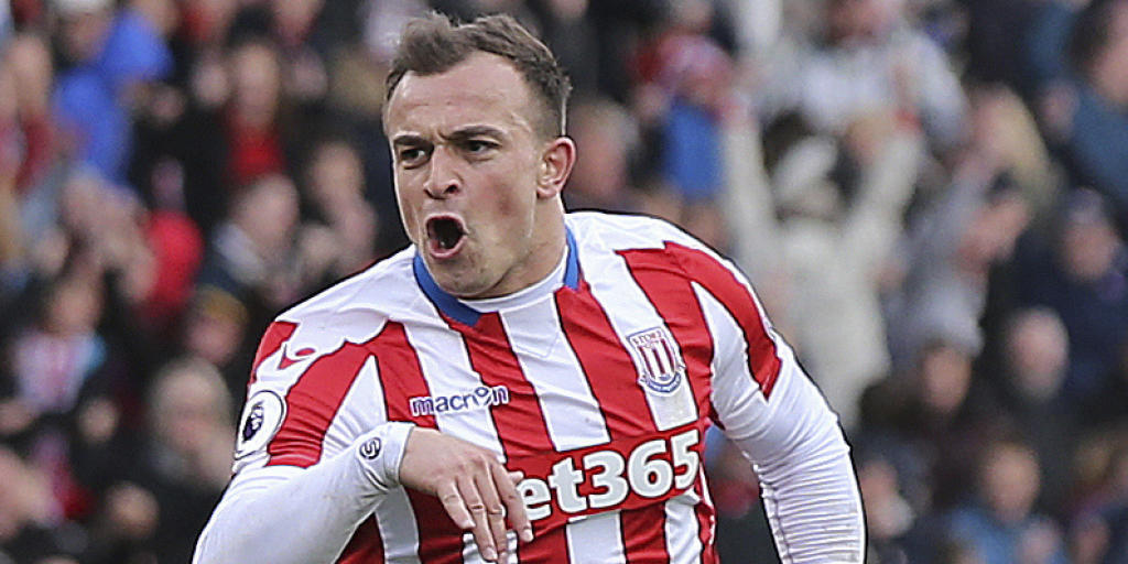 Xherdan Shaqiri von Stoke City nach seinem sehenswerten Tor gegen Hull City