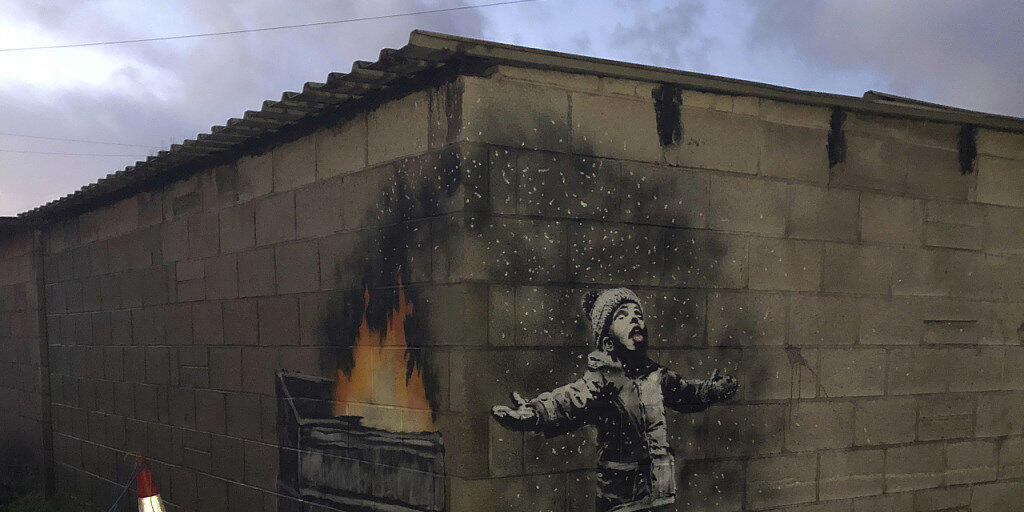 Das Banksy-Werk in Port Talbot, Wales, wurde für einen sechsstelligen Betrag verkauft. Der Käufer will es vorerst am Entstehungsort lassen und damit den Tourismus ankurbeln.
