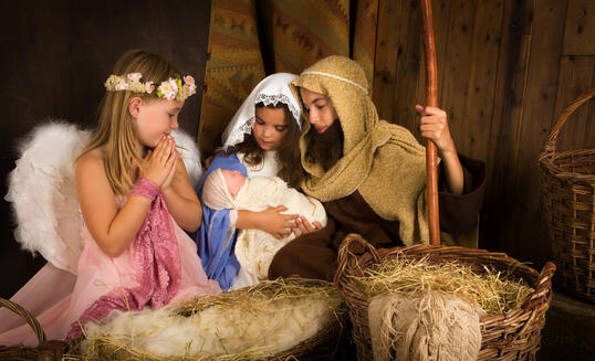 Christmas nativity with angel