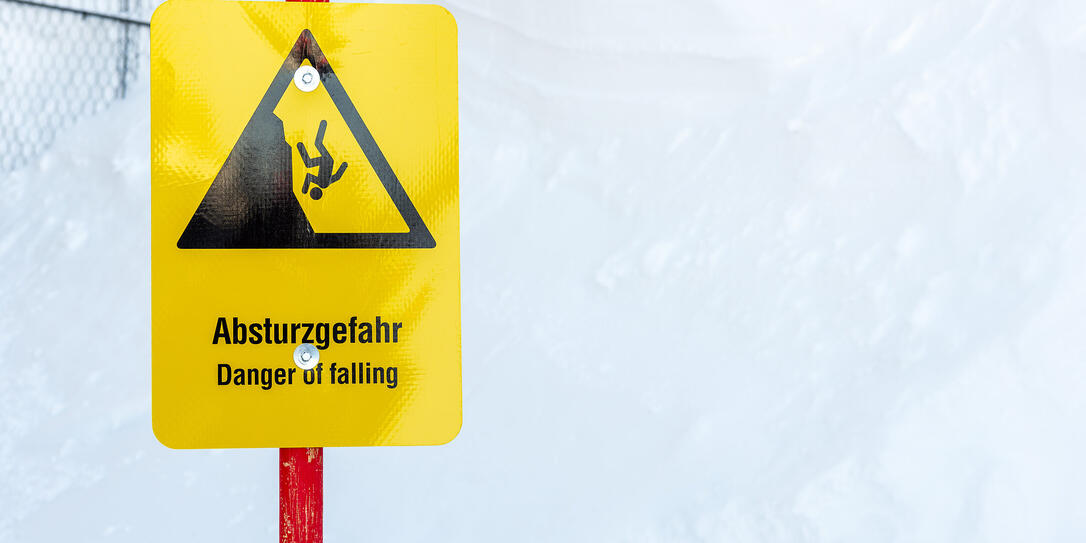 danger sign on ski slope in Austria