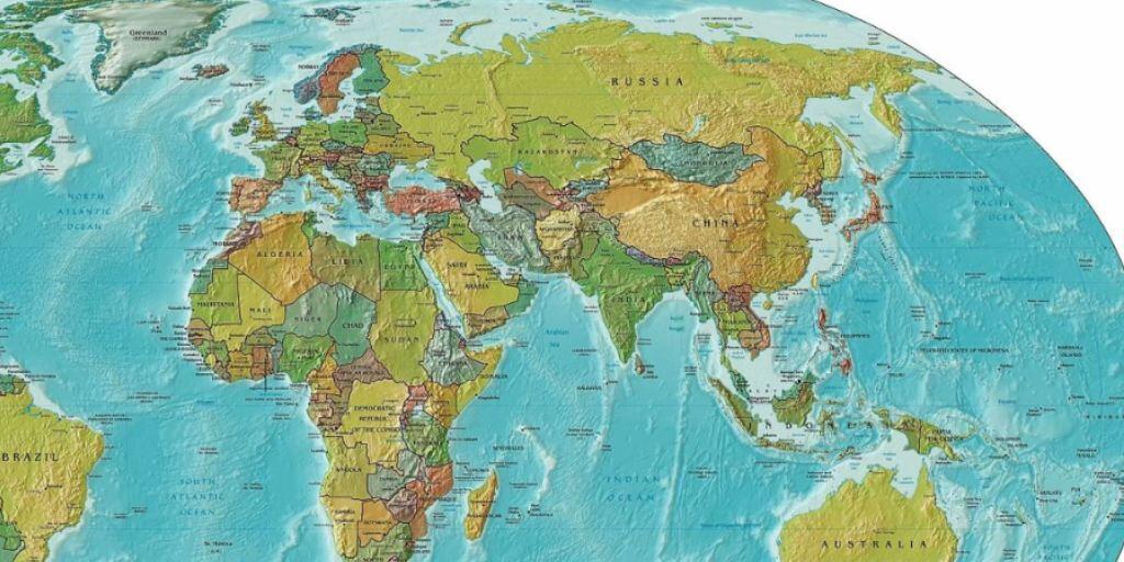 Auf dieser CIA-Weltkarte ist Neuseeland zu sehen, unten rechts neben Australien.