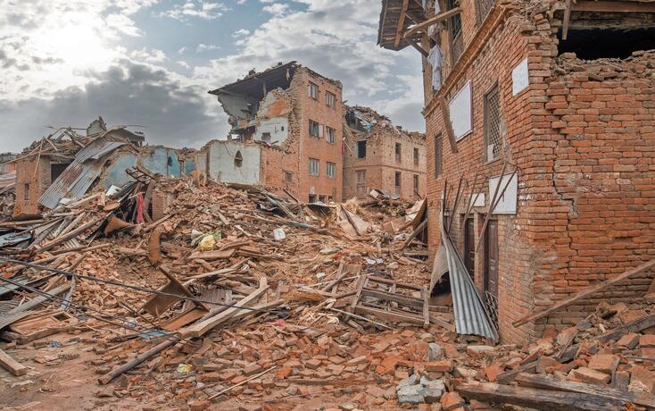 Nepal which was damaged after the major earthquake on 25 April 2015.