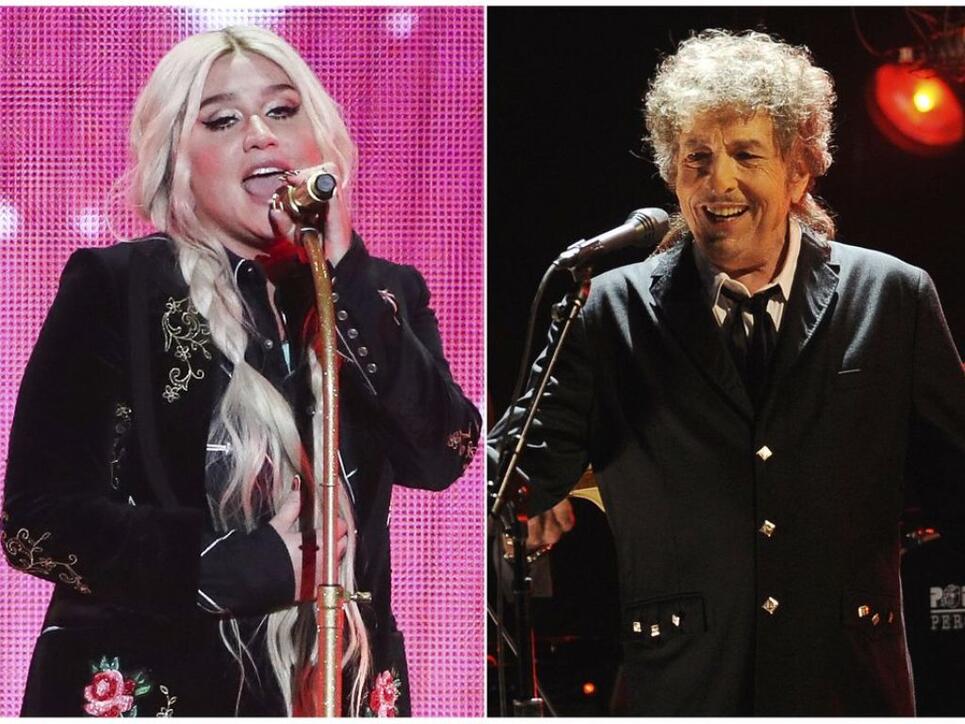 Kesha (l), Bob Dylan (r) und vier weitere MusikerInnen haben soeben das Album "Universal Love" herausgebracht mit Liebeslied-Klassikern, in denen die Geschlechterrollen variiert werden.
