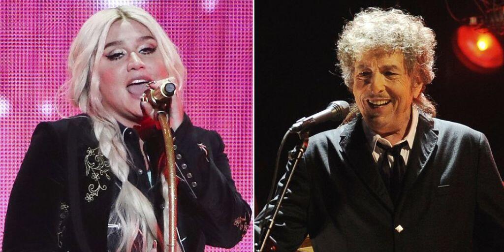 Kesha (l), Bob Dylan (r) und vier weitere MusikerInnen haben soeben das Album "Universal Love" herausgebracht mit Liebeslied-Klassikern, in denen die Geschlechterrollen variiert werden.