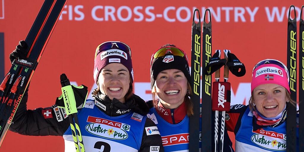 Laurien van der Graaff (links) gewann in Seefeld ihr zweites Weltcup-Rennen